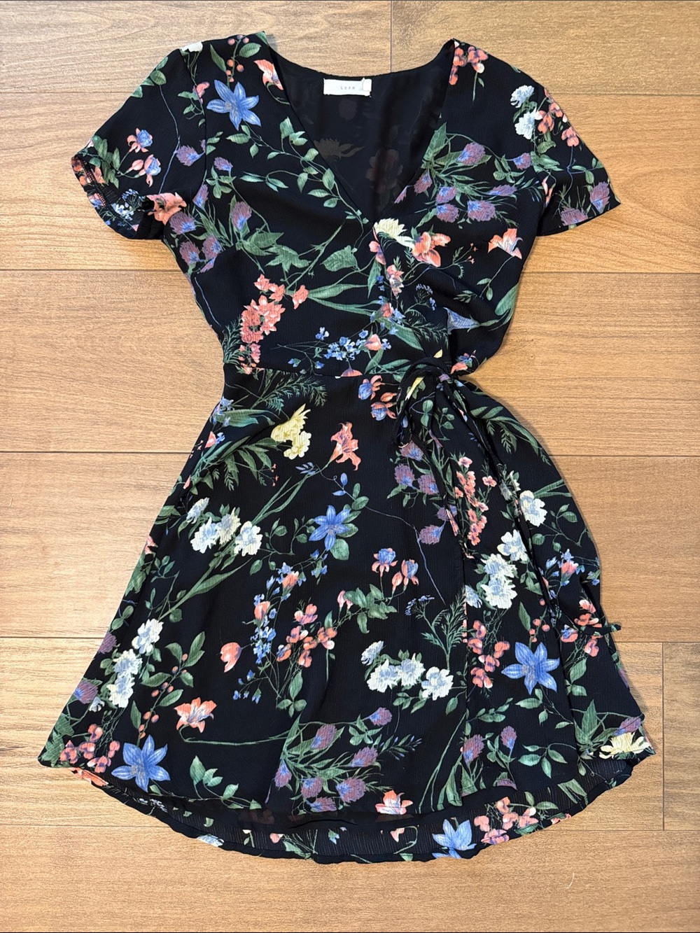 Lush Wrap Dress with Floral Chiffon overlay